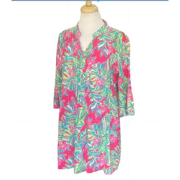 LILLY PULITZER Sarasota Pintuck Tunic in Jungle Tumble - Picture 12 of 16